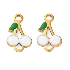 Белый Ионное покрытие (ip) 304 нержавеющая сталь эмалированные фруктовые соединители подвески, вишневые ссылки, золотые, белые, 13x7.5x2.5 мм, отверстие : 1.6 мм