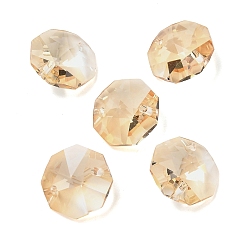 Champagne Gold Подвески из прозрачного стекла, восьмиугольные ссылки, граненые, шампанское золото, 16x16x8.5 мм, отверстие : 1.6 мм