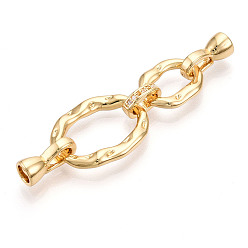 Настоящее золото 18K Латунное микропейв, прозрачный кубический цирконий, складные застежки, без кадмия, без никеля и без свинца, овальные, реальный 18 k позолоченный, 53 мм