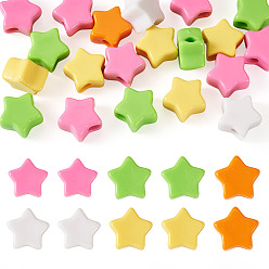 Star Acrylic European Beads, Large Hole Bead, Mixed Color, Star, 21x22.5x12.5mm, Hole: 6.2mm