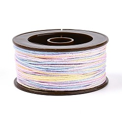 Разноцветный 27м сегментные окрашенные круглые полиэфирные витые шнуры, с пластиком для животных, для изготовления ювелирных изделий, красочный, 1 мм, около 29.53 ярдов (27 м) / рулон