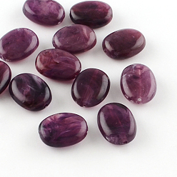 Фиолетовый Овальной имитация драгоценных камней акриловые бусины, фиолетовые, 19x15x7 мм, Отверстие : 2 мм , около 330 шт / 500 г