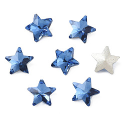 Розово-Коричневый Стеклянные стразы кабошоны, ногтей декоративные аксессуары, граненые, звезда, розово-коричневый, 7.5x8x3.5 мм