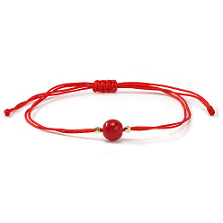 Красный Браслеты из круглых стеклянных бусин, плетеные из бусин, Регулируемые браслеты из нейлонового шнура для женщин и мужчин, красные, 11.02 дюйм (28 см)