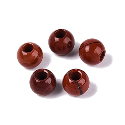 Красный Камень Натуральная красная яшма европейские бусины, гладкий круглый, бусины с большим отверстием, 10x8.5 мм, отверстие : 4 мм
