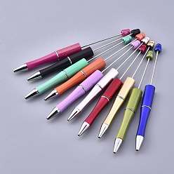 Mixed Color Plastic Beadable Pens, Shaft Black Ink Ballpoint Pen, for DIY Pen Decoration, Mixed Color, 144x12mm, The Middle Pole: 2mm