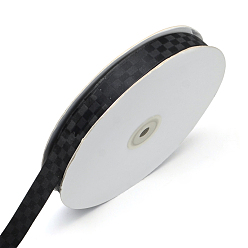 Black Lattice Single Face Satin Ribbon, Polyester Ribbon, Black, 3/8 inch(9~10mm), about 100yards/roll(91.44m/roll)