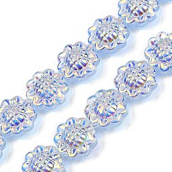 Светлый Стально-синий Гальванические стеклянные бусины, подсолнечник, с покрытием AB цвета, светло-стальной синий, 15x8.5 мм, отверстие : 1 мм, около 45 шт / нитка, 26.06'' (66.2 см)