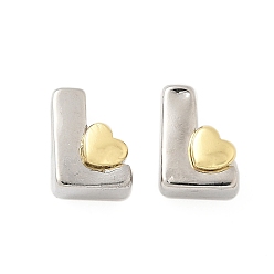 Letter L Латунные бусины, без кадмия и без свинца, платиной и золотом, Письмо L, 10.5x7.5x7.5 мм, отверстие : 5x4 мм