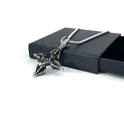 Нержавеющая Сталь Цвет Подвеска в виде креста из титановой стали, винтажное панк-колье, мужские украшения