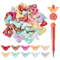 (52) Непрозрачная лаванда 60 шт. непрозрачные акриловые бусины с УФ-покрытием, радужный, сердце с крыла, разноцветные, 18x29.5x9.5 мм, отверстие : 2.8 мм