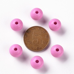 Hot Pink Opaque Acrylic Beads, Round, Hot Pink, 10x9mm, Hole: 2mm, about 940pcs/500g