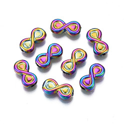 Rainbow Color Rack Plating Rainbow Color Alloy Beads, Cadmium Free & Nickel Free & Lead Free, Infinity, 12.5x6.5x3mm, Hole: 0.9~1.2mm