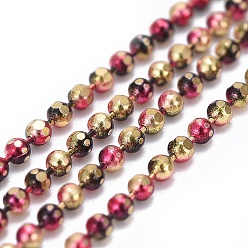 Камелия Граненые шариковые цепи из латуни с гальваническим покрытием, круглые, с катушкой, пайки, камелия, 1.5 мм, около 164.04 футов (50 м) / рулон