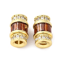 Настоящее золото 18K Винтовые застежки из латуни с микропаве из кубического циркония, без кадмия, без никеля и без свинца, колонка, реальный 18 k позолоченный, 11x7 мм, штифты : 0.7 мм