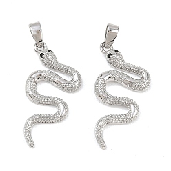 Платина Латунные микропаве из черного кубического циркония, змеиные чары, платина, 25.5x12.5x2.5 мм, отверстие : 5x2.5 мм