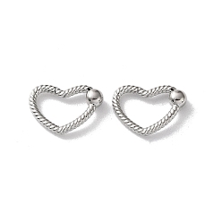 Нержавеющая Сталь Цвет 304 пружинные застежки из нержавеющей стали, текстурированное сердце, цвет нержавеющей стали, 16x22x2.5~5.5 мм