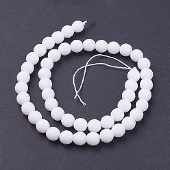 White Natural Jade Bead Strands, Dyed, Faceted, Round, White, 8mm, Hole: 1mm, 48pcs/strand, 14.5~14.9 inch