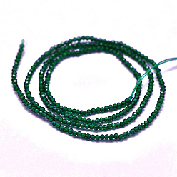Зеленый Синтетический драгоценный камень бисер нитей, имитация изумруда, граненые, круглые, зелёные, 2 мм, отверстие : 0.5 мм, около 175 шт / нитка, 15 дюйм