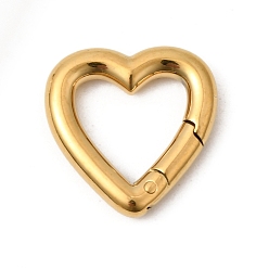 Золотой 304 пружинные кольца из нержавеющей стали, ионное покрытие (ip), сердце, золотые, 14x14x3 мм, отверстие : 9x9 мм