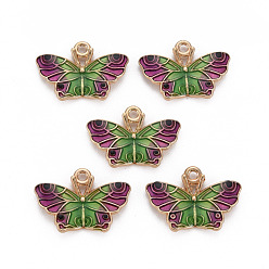 Средняя Орхидея Подвески из эмали и сплава, золотой свет, без кадмия, без никеля и без свинца, бабочка, средне орхидеи, 15x22x3 мм, отверстие : 1.6 мм