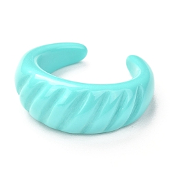 Zyan Manschettenringe aus Acryl, offene Ringe, Croissant-Ring, Zyan, 4~9.5 mm, Innendurchmesser: 18 mm