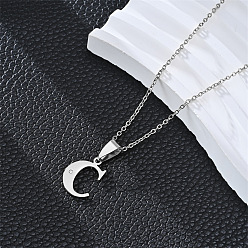 Letter C 201 ожерелья с подвесками из нержавеющей стали и стразами, цвет нержавеющей стали, не тускнеет, буква С, 19.69 дюйм (50 см)