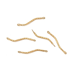 Настоящее золото 18K 304 подвески-соединители из нержавеющей стали с волнистой текстурой, ионное покрытие (ip), реальный 18 k позолоченный, 20x2x1 мм, отверстие : 0.9 мм