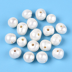 Кремово-белый Естественный культурный жемчуг пресноводных, картофель, кремово-белые, 7~9.5x7~11 мм, отверстие : 1.8~2 мм