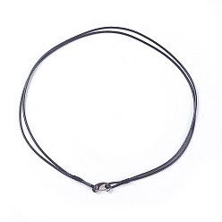 Stainless Steel Color Waxed Polyester Cord Necklace Making, with 304 Stainless Steel Clasps, Black, 17.91 inch(45.5cm), 1.5mm wide single wire