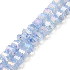 Light Steel Blue Imitation Jade Glass Beads Strands, Faceted, AB Color Plated, Rondelle, Light Steel Blue, 5x4.5mm, Hole: 1.2mm, about 70pcs/strand, 12.80''(32.5cm)