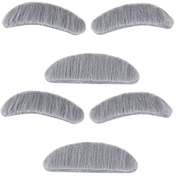 Светло-серый 6шт. самоклеящиеся искусственные усы из плюшевого волокна, аксессуары для косплея на хэллоуин, светло-серый, 75~87x25~29x9~12 мм