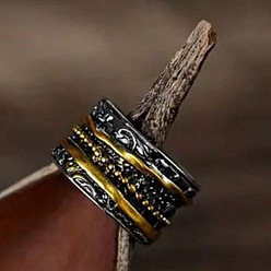 Серебро Вращающиеся кольца для пальцев из ретро-сплава, богемный стиль, для пар, Кольцо-спиннер для успокоения беспокойства, медитации, серебряные, размер США 6 (16.5 мм)