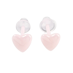 Misty Rose Porcelain Stud Earrings, Heart, Misty Rose, 5.8x5.8mm