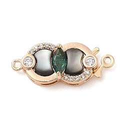 Настоящее золото 18K Латунный микропаве, прозрачный корпус из циркония, крючок и S-образные застежки, без кадмия, без никеля и без свинца, реальный 18 k позолоченный, 20 мм, отверстие : 1 мм