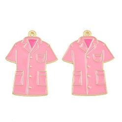 Pink Подвески из сплава с эмалью медицинской тематики, брелок для медицинской медицинской рубашки, золотые, розовые, 36x28x1 мм, отверстие : 1.6 мм