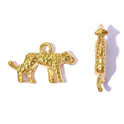 Настоящее золото 18K 304 подвески из нержавеющей стали, леопардовые прелести, ионное покрытие (ip), зеркальная полировка, реальный 18 k позолоченный, 24x15 мм, отверстие : 2.2 мм