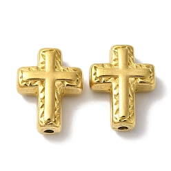 Золотой 304 из нержавеющей стали бусы, крестик, золотые, 15x11x5 мм, отверстие : 1.6 мм