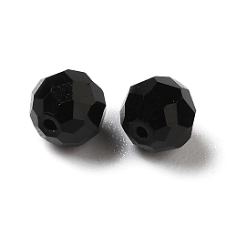 Black Glass Imitation Austrian Crystal Beads, Faceted, Round, Black, 6mm, Hole: 1mm