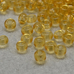 Золотистый Fgb 6/0 круглый стеклянный бисер класса А, прозрачные цвета, золотые, 6/0, 4x3 мм, отверстие : 1 мм, около 4500 шт / упаковка