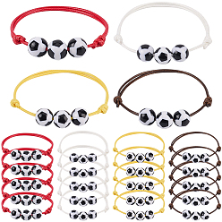 (52) Непрозрачная лаванда 24шт 4 цвета регулируемые вощеные нейлоновые нити плетеные бусины браслеты, с футбольными акриловыми бусинами, разноцветные, внутренний диаметр: 1-7/8 дюйм (4.9 см), 6 шт / цвет