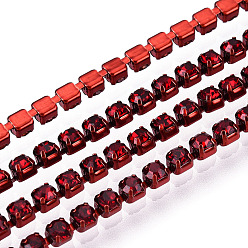 Сиамский Электрофорез железные стразы цепочки из страз, горный хрусталь чашка цепи, с катушкой, Сиам, сс 8.5, 2.4~2.5 мм, Около 10 ярдов / рулон