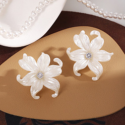 Белый Серьги-гвоздики из сплава и смолы, украшения для женщин, цветок, белые, 45x42 мм