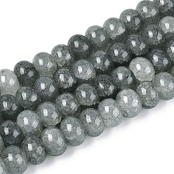 Шифер Серый Выпечки нарисованные потрескивание стеклянные бусины пряди, рондель, шифер серый, 10~10.5x7~7.5 мм, отверстие : 1~1.5 мм, около 103~109 шт / нитка, 29.13~31.10 дюйм (74~79 см)