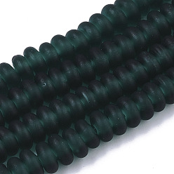 Темно-Зеленый Ручной работы бусины матовое бисер нитей, рондель, темно-зеленый, 8x3.5~4.5 мм, отверстие : 1.5 мм, около 108 шт / нитка, 15.75 дюйм