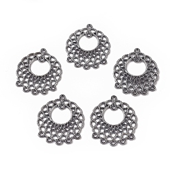 Gunmetal Alloy Chandelier Component Links, Flat Round, Gunmetal, 33x28x1.5mm, Hole: 2mm