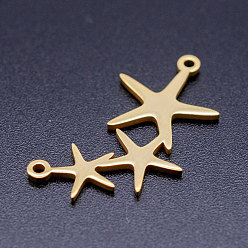 Golden 201 Stainless Steel Stamping Blank Links connectors, Star, Golden, 14.5x26.5x1mm, Hole: 1.2mm