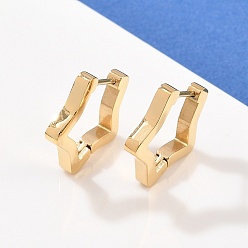 Настоящее золото 18K 304 серьги-кольца со звездами из нержавеющей стали, ионное покрытие (ip), реальный 18 k позолоченный, 18x19x3 мм