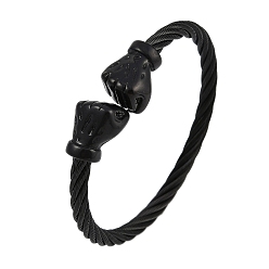 Черный Ионное покрытие (ip) 304 браслеты из нержавеющей стали для женщин, кулак, чёрные, внутренний диаметр: 2-1/4 дюйм (5.65 см)