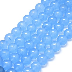 Небесно-голубой Натуральный Malaysia нефритовые бусы пряди, окрашенная и подогревом, круглые, голубой, 10 мм, отверстие : 1.2 мм, около 39 шт / нитка, 14.96 дюйм (38 см)